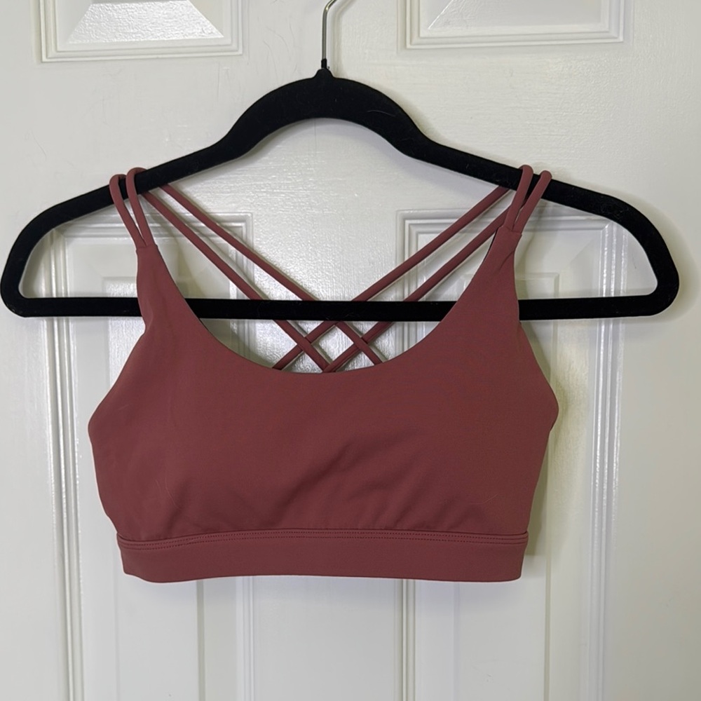 Pink Criss-Cross Strap Sports Bra